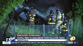 Couple tries to save driver after fiery crash