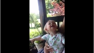 Baby humorously imitates her older cousin