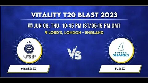 Middlesex vs Sussex | MID vs SUS | English T20 Blast | 2023 Vitality Blast T20 Live