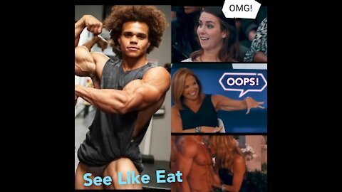 Girl Reaction See Muscles