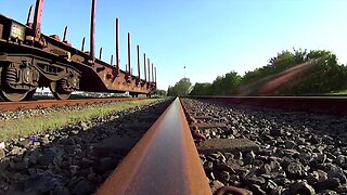 POV Lego train on real train tracks