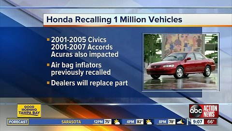 Honda recalls 1.2M more vehicles with dangerous air bags