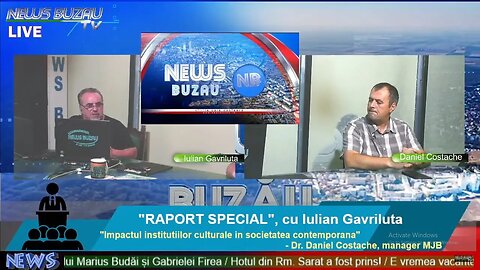 LIVE – TV NEWS BUZAU – “RAPORT SPECIAL", cu Iulian Gavriluta. "Impactul institutiilor culturale i…