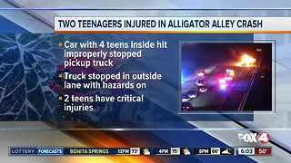 Teens critically injured in Alligator Alley crash