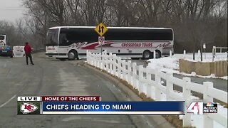 Miami-bound Chiefs depart Arrowhead Stadium