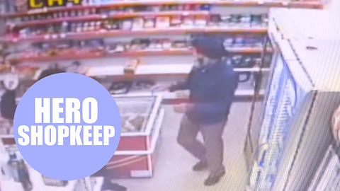 Hero shopkeeper captured on CCTV fighting off crowbar wielding raider with Terminator-style walk