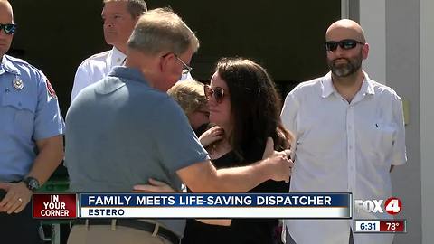 Family meets life-saving dispatcher