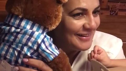 Mom Breaks Down After Daughter Gives Her A Teddy Bear With Late Husband's Laugh Built-In