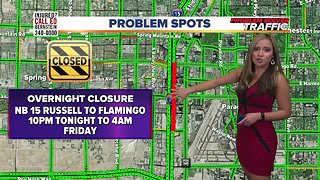 Freeway Closure: NB 15 from Russell to Flamingo closed overnight Thursday