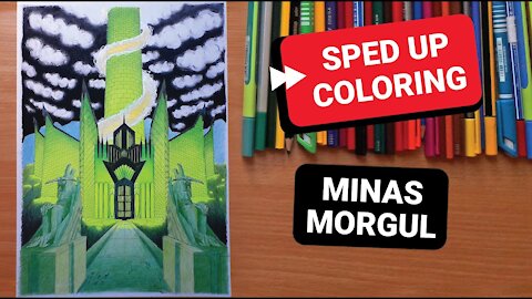 ⏩MINAS MORGUL(9) How to color glowing castle. Adult coloring book pages design, with LOTR motifs