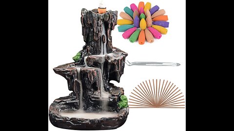 Polyresin Fountain Smoke Waterfall Backflow Incense Cone Holder for Home Decor