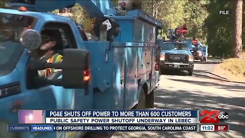PG&E shuts off power to more than 600 customers
