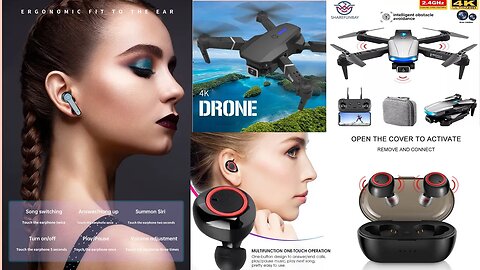 Drone camera 4K full HD drones 📷 and Bluetooth earphones wireless headset 📦✈️ Shipping in Worldwide