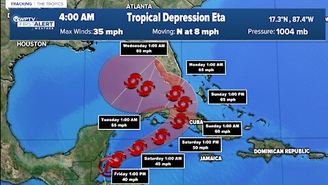 Eta expected to curve towards Florida as tropical storm