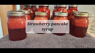 Home canned strawberry pancake syrup and full dehydrator of strawberry slices #canning #dehydrating