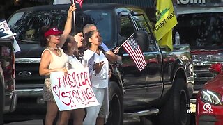 Caravan of vehicles travels from South Miami to Delray Beach to protest stay-at-home order