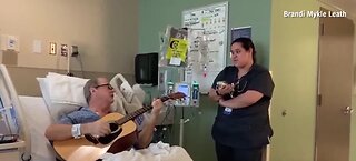 Nurse and cancer patient sing