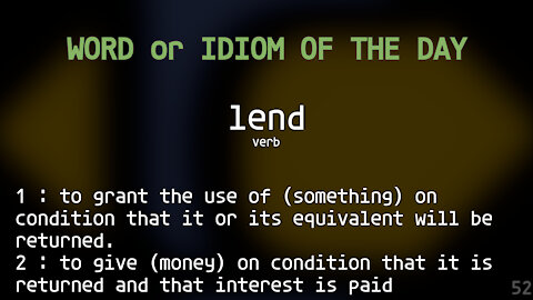 Word Of The Day #052 - Lend