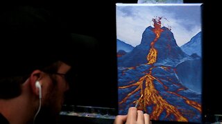 Acrylic Landscape Painting of a Volcano - Time Lapse - Artist Timothy Stanford