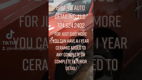 $100 more for a 1 Year Ceramic on any complete detail or complete exterior detail!