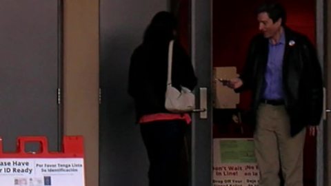 Phil Lovas caught campaigning at polling place door