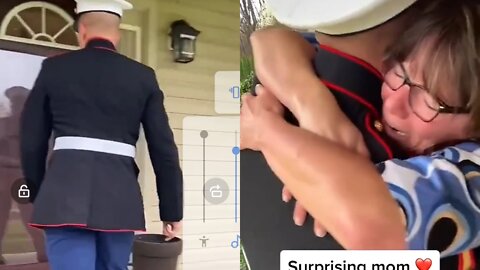 American Navy soldier surprised mom after a long time back home.