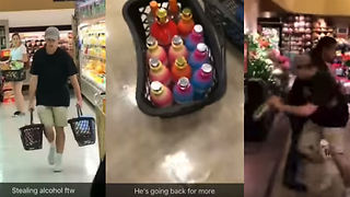 Stupid Kid Trying To Steal Booze At Safeway GONE WRONG