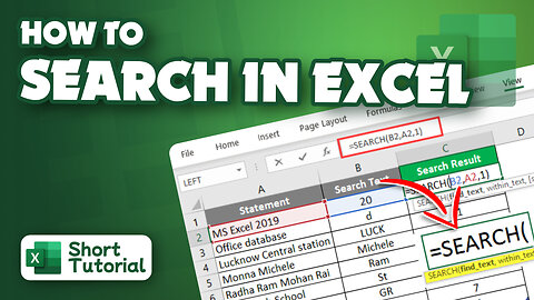 How to search in Excel