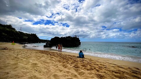 Jumping Rock - Waimea Bay Beach on the Island of Oahu...