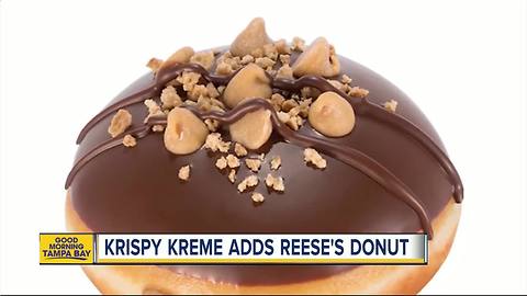 Reese's Peanut Butter Doughnut is here! Get the sweet treat at Krispy Kreme starting Friday
