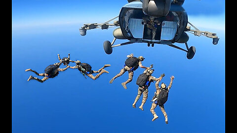 Russian Air Force and Syrian Special Forces conduct parachute drills