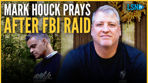 John-Henry Westen prays with Mark Houck at his home following FBI raid