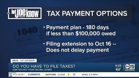Options to delay payment or filing on Tax Day