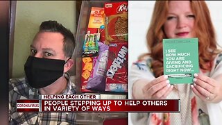 Helping Each Other: Masks, food baskets and messages