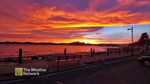 See the fiery red sky over Vancouver Island