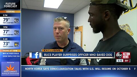 Bucs' Chris Godwin surprises Pinellas Park PD officer after rescuing dog hit by car on I-275