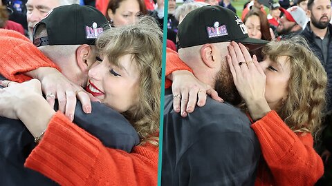 Taylor Swift KISSES Travis Kelce On Field After Chiefs Advance To Super Bowl
