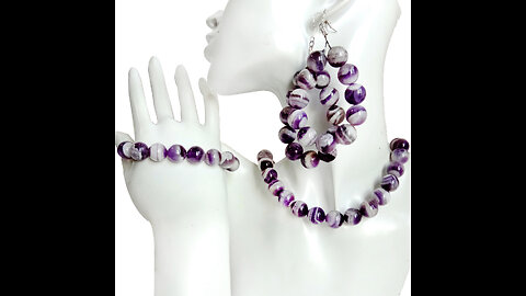 True Purple Charoite Genuine Gemstone handmade jewelry set Bracelet necklace earring gemstone set