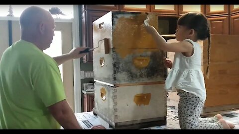 PAINTING AND DECORATING OLD AND NEW BEE HIVES