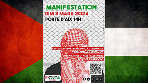 Manif pro Palestine/Gaza à Marseille - 3 mars 2024, commentée par Salim Laïbi