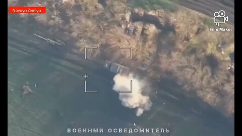 The destruction of US 155mm M777 howitzer by Russian Lancet kamikaze drone in Ukraine