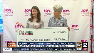 Dunkin' Donuts donates $1,000 to Maryland Food Bank