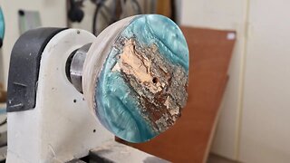 Wood Turning a Log Trapped in Resin