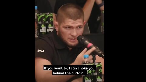 Khabib Nurmagomedov offers to choke out reporter “behind the curtain”