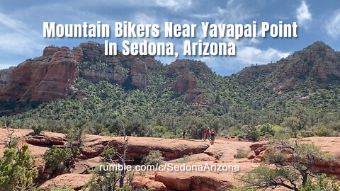 Mountain Bikers Near Yavapai Point In Sedona, Arizona