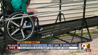 Norwood firefighters volunteer to build wheelchair ramp for 11-year-old girl