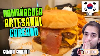 Veja este HAMBÚRGUER ARTESANAL COREANO! Reagindo a COMIDAS DE RUA COREANAS | Veja Aqui Reacts