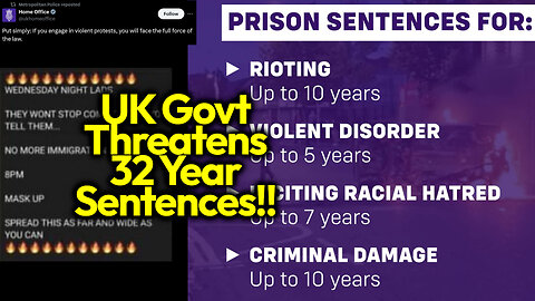 BREAKING: UK Govt Threatens MASSIVE Prison Sentences For Rioters; 30+ Protests Scheduled For Tonight