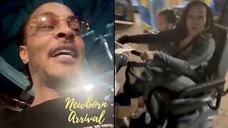 T.I. Teases Wife Tiny For Using Scooter To Ride Heiress Around Amusement Park! 😂