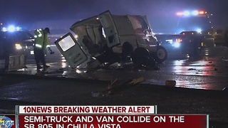 Semi-truck and van collide on the 805 in Chula Vista